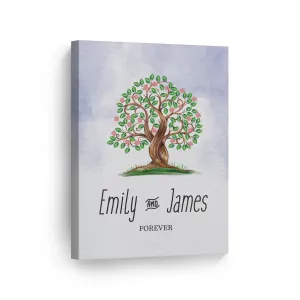 Personalized Gift Wall Art with Couple Names Life Tree Forever Design