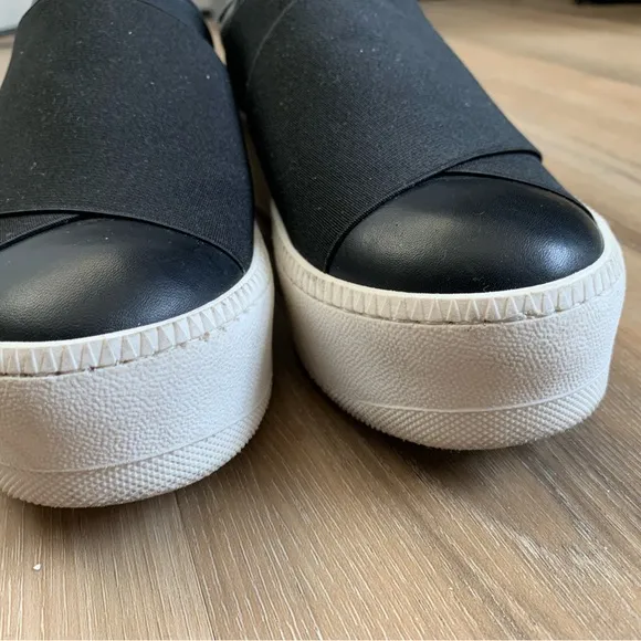 Piampiani Double Band Sneakers size 5.5, Sz 36, Black, Leather rubber 2” heels