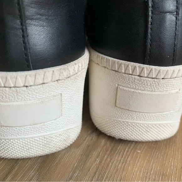 Piampiani Double Band Sneakers size 5.5, Sz 36, Black, Leather rubber 2” heels