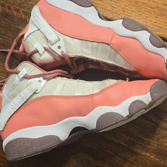 Pink and White High-Top Sneakers with Lace-Up Design jordan 6