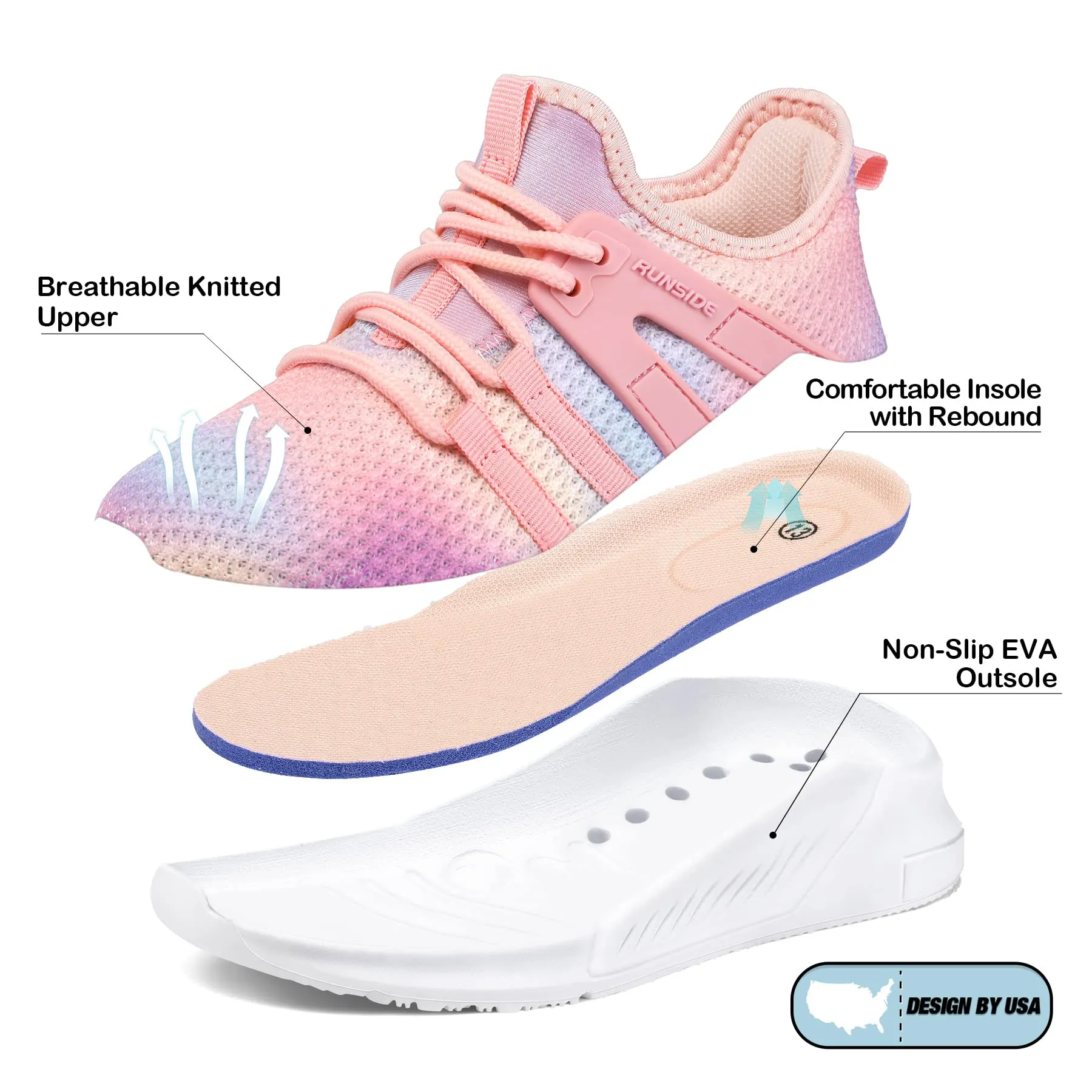 Pink Mesh Athletic Shoes for Kids