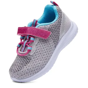 Pink Velcro Lightweight Breathable Gray Tennis Sneakers