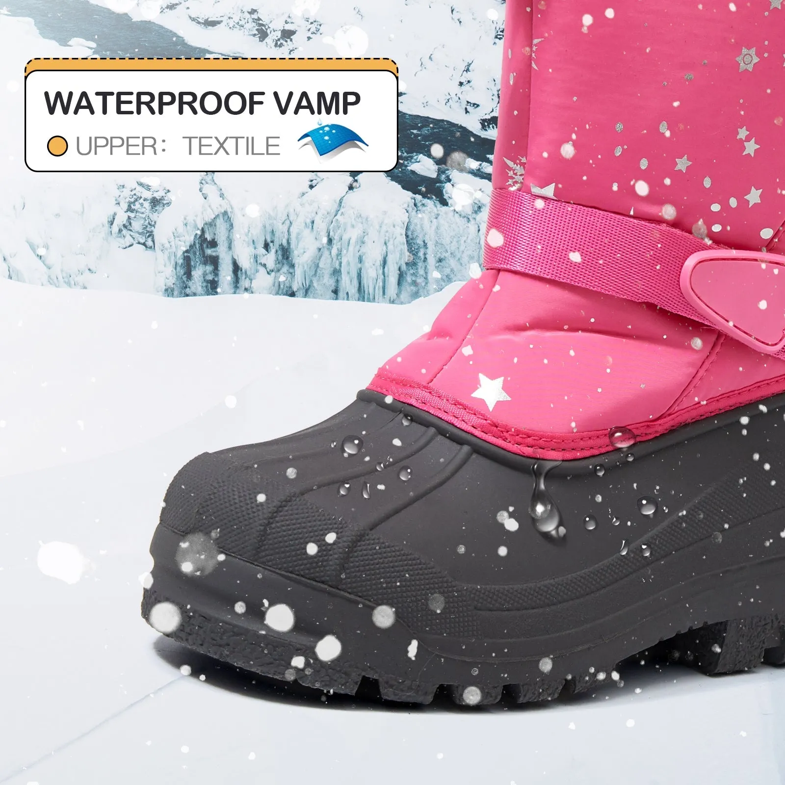 Pink Warm Waterproof Non-slip Snow Boots