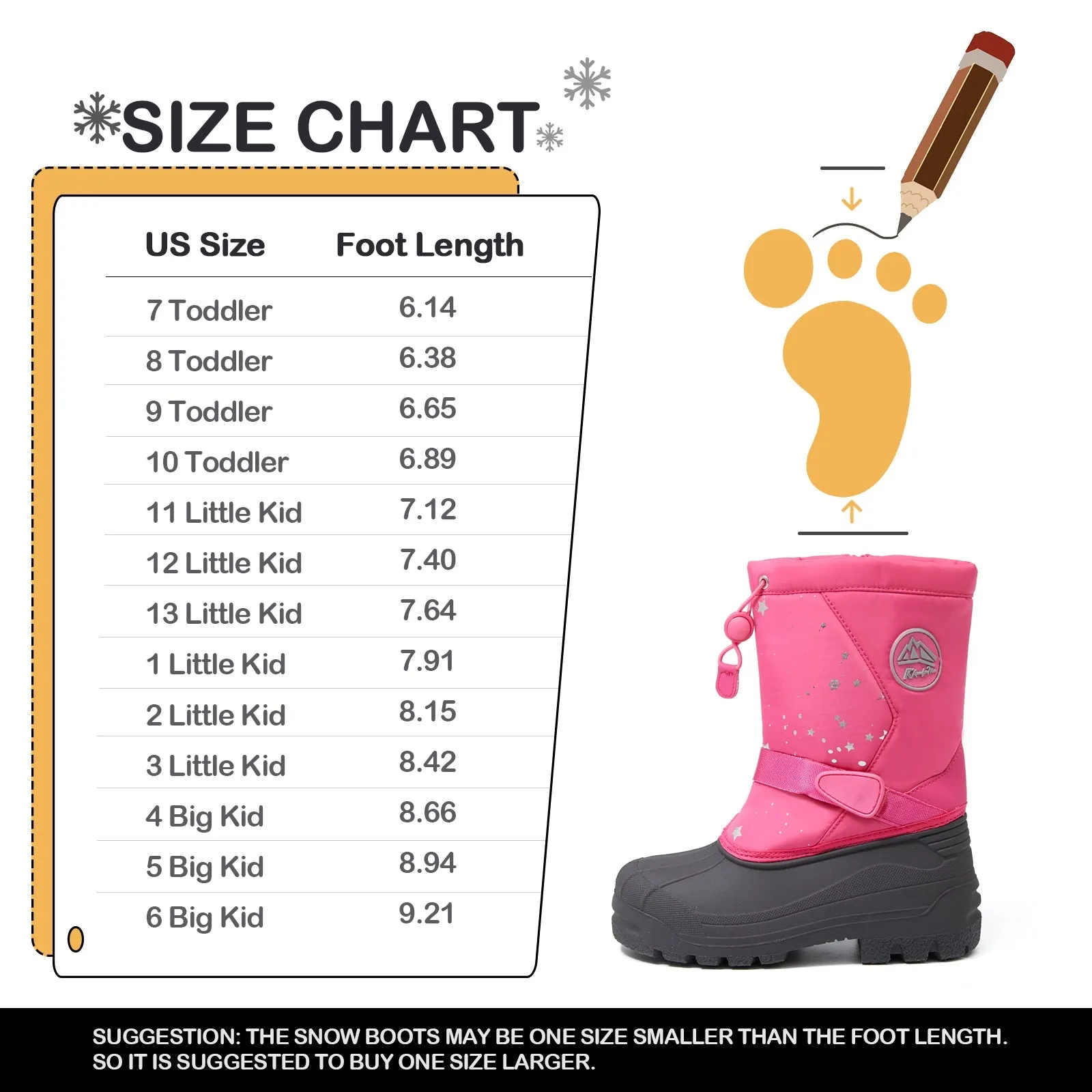 Pink Warm Waterproof Non-slip Snow Boots