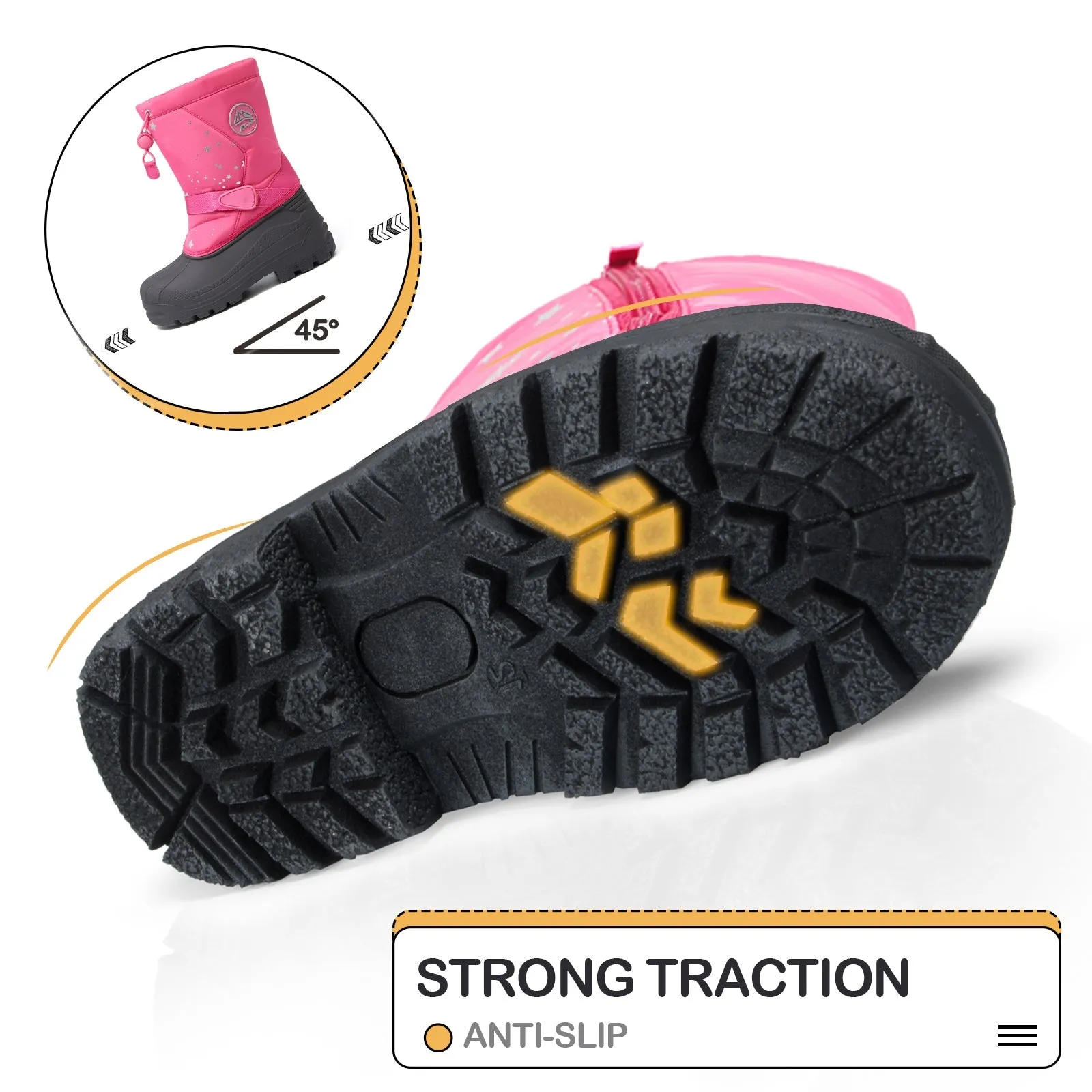 Pink Warm Waterproof Non-slip Snow Boots