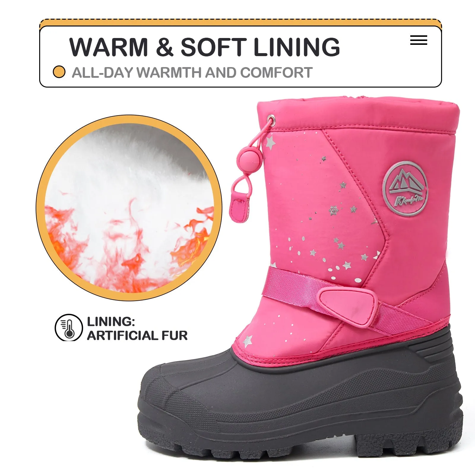 Pink Warm Waterproof Non-slip Snow Boots