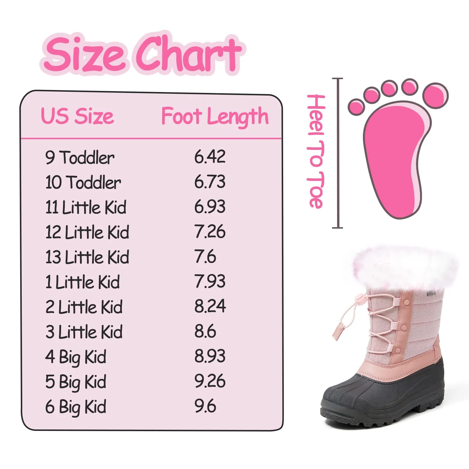Purple/Pink Fur Lined Non-Slip Waterproof Snow Boots