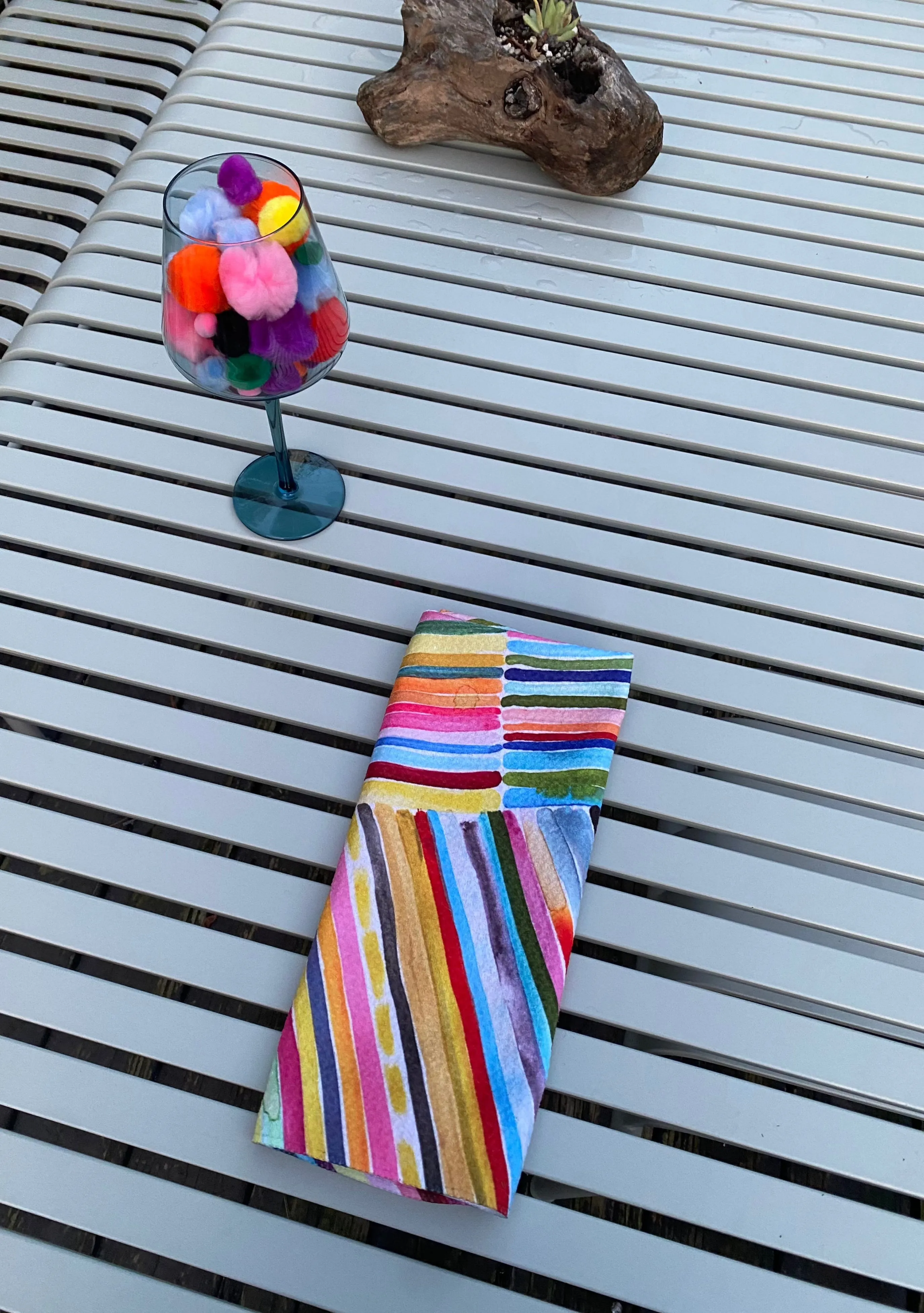 Rainbow Watercolor Stripe Microfiber Tea Towel