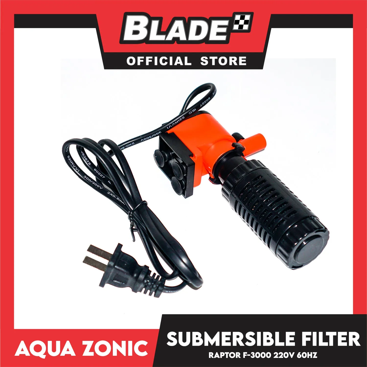 Raptor F-3000 Submersible Filter 1.8W, Max Flow 300, Max Height 0.65, Cartridge 1, 220V-240V 60Hz, Durable, Silent, Energy Saving And Strong Performance Fish Tank Filter