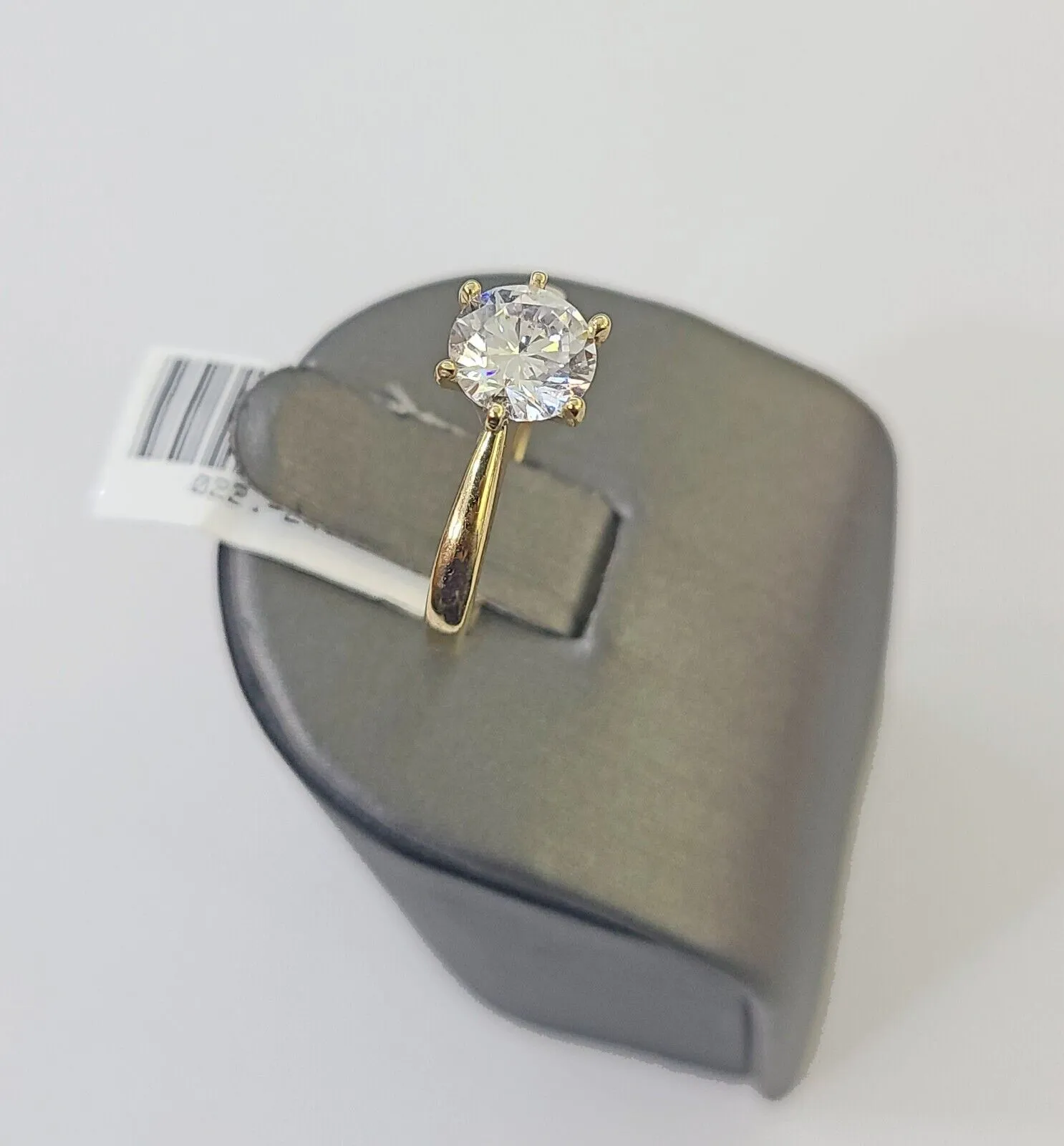 Real 10k Yellow Gold Round Stone Ring Wedding Engagement Size 7 WomensRing