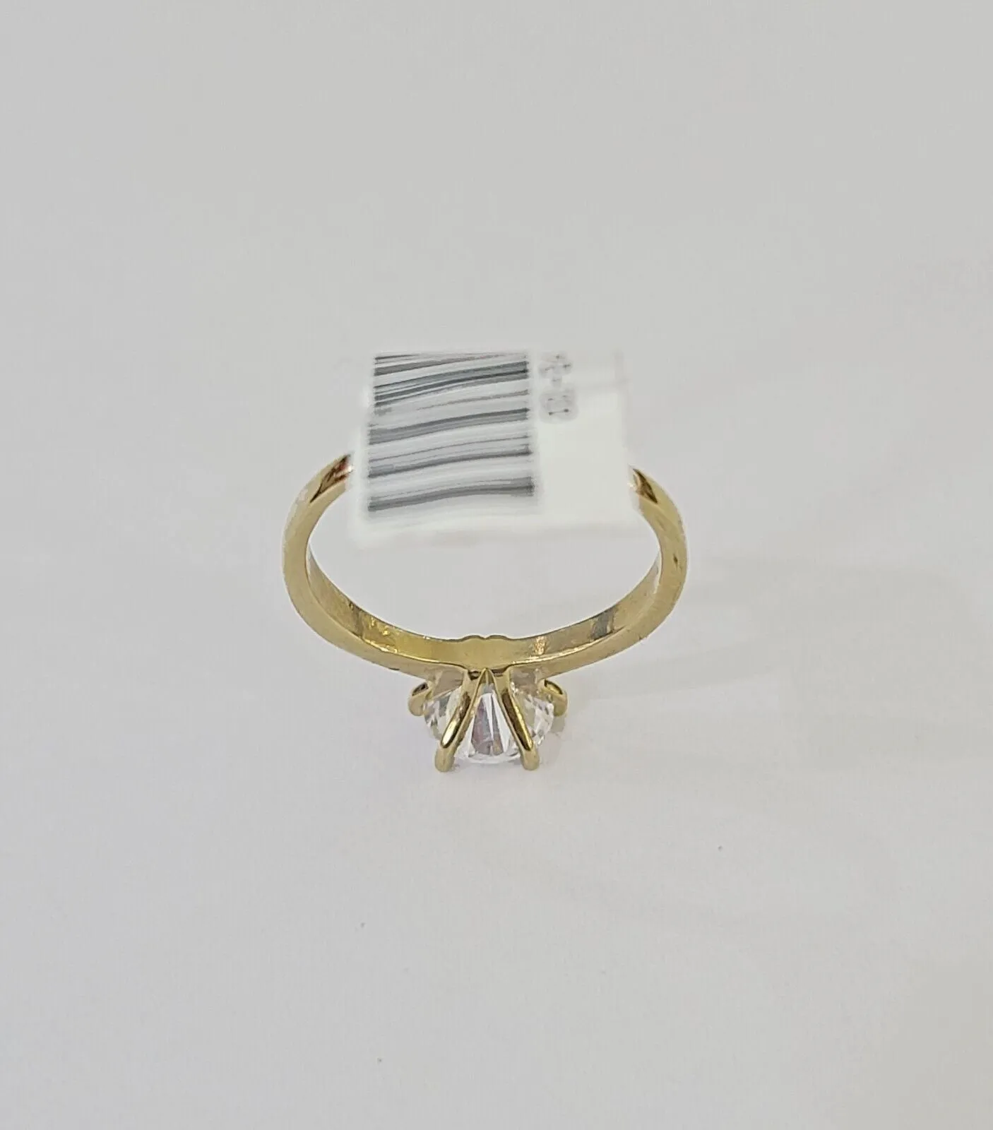 Real 10k Yellow Gold Round Stone Ring Wedding Engagement Size 7 WomensRing