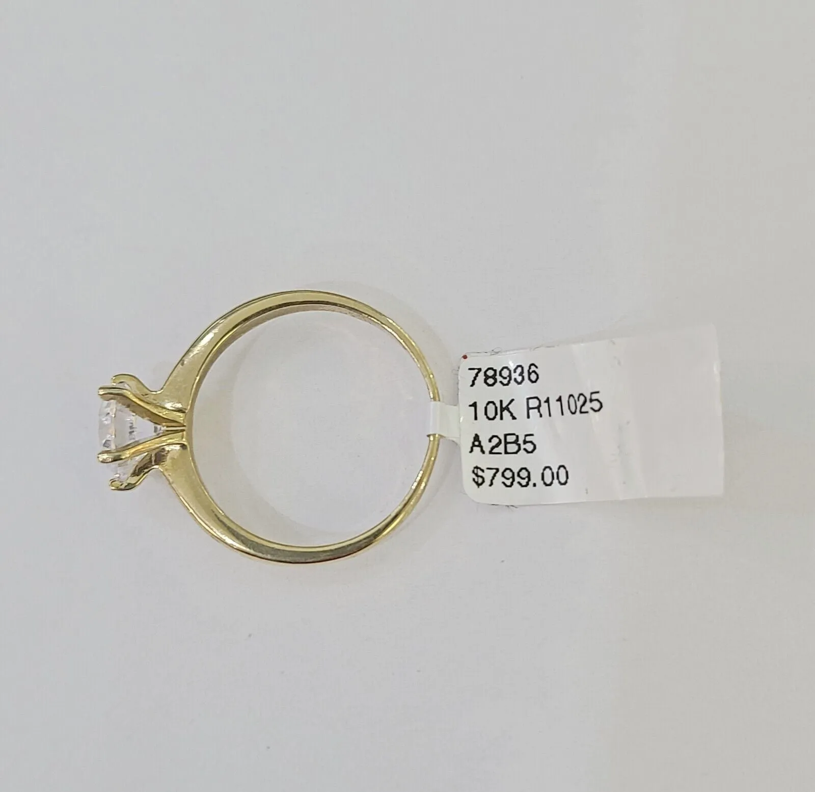 Real 10k Yellow Gold Round Stone Ring Wedding Engagement Size 7 WomensRing