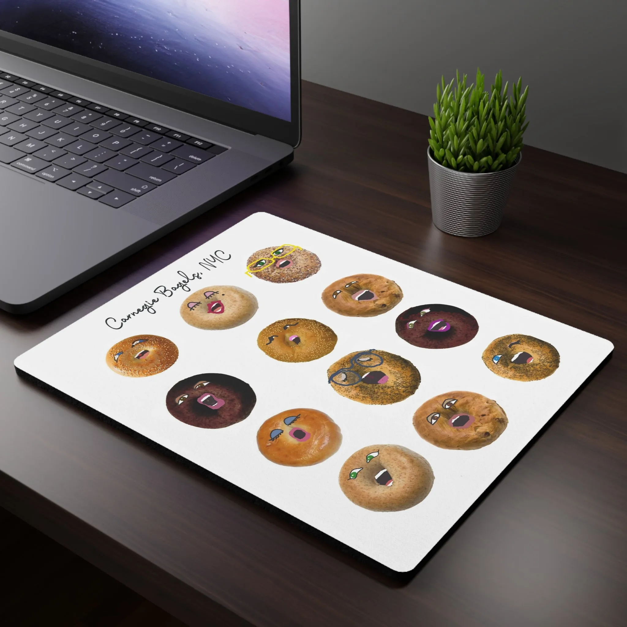Rectangular Mouse Pad - Funny NY Bagel Theme