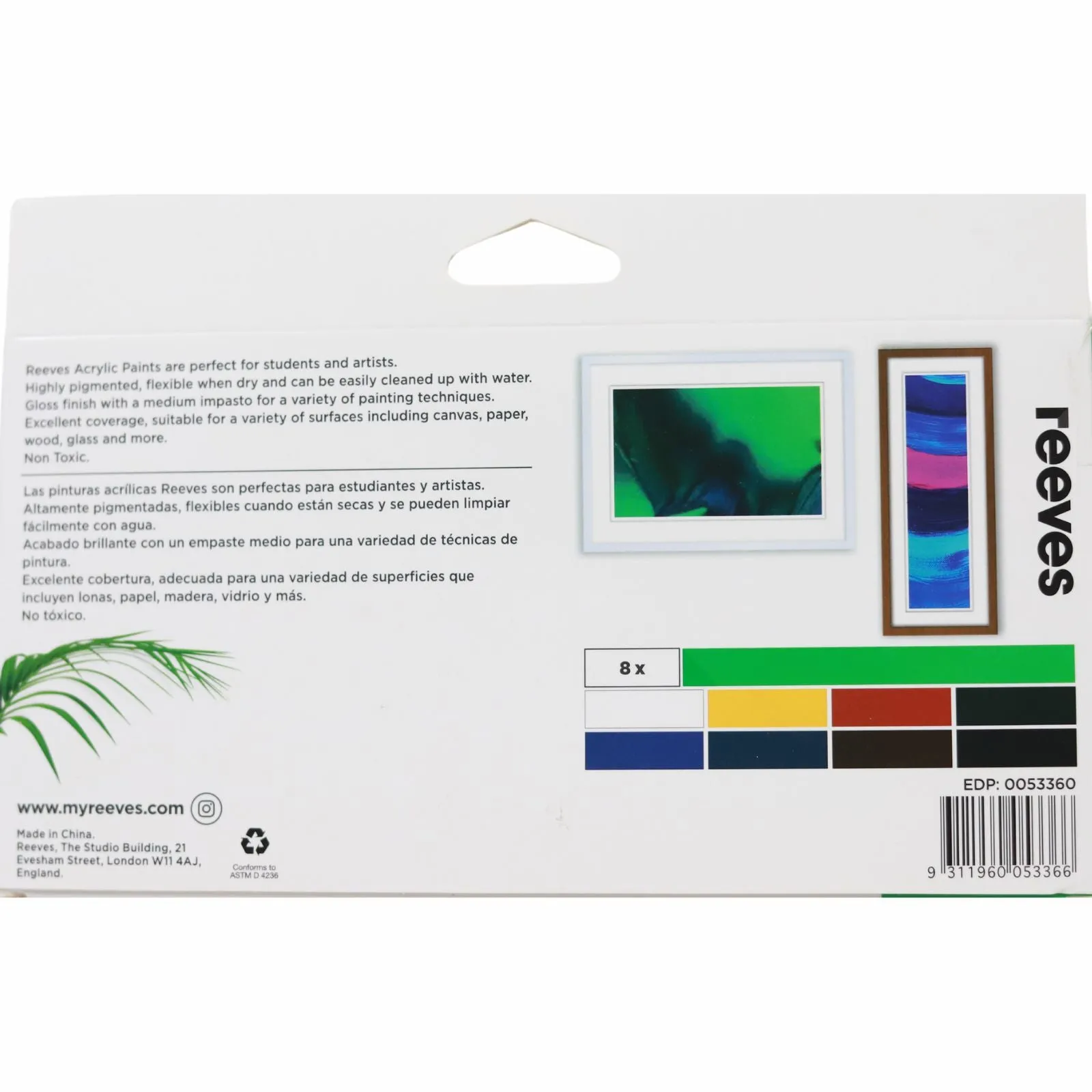 Reeves Acrylic Set 8 x 22ml - Primary Colours