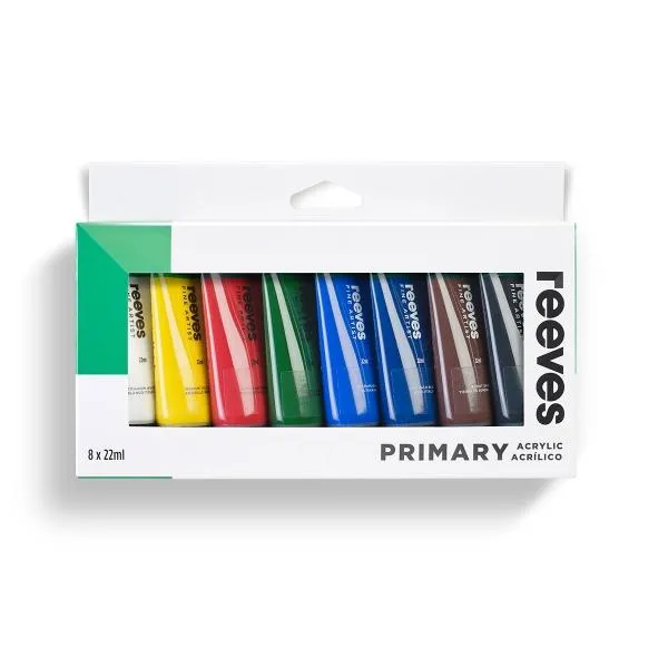 Reeves Acrylic Set 8 x 22ml - Primary Colours