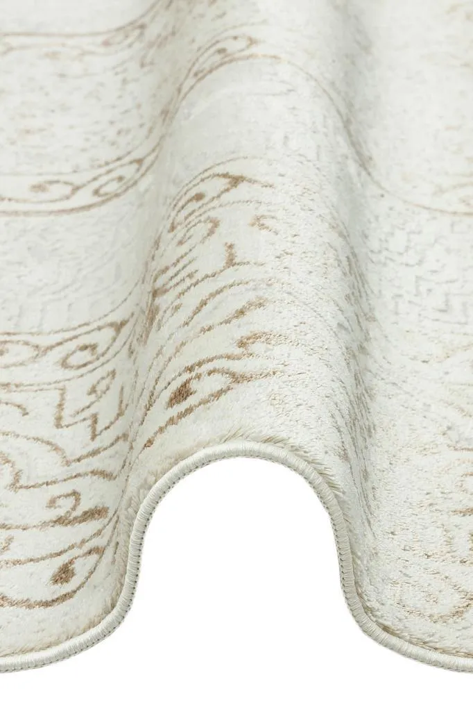 Riena Thin Latte Kitchen Rug with Washable Non-Slip Base 1122