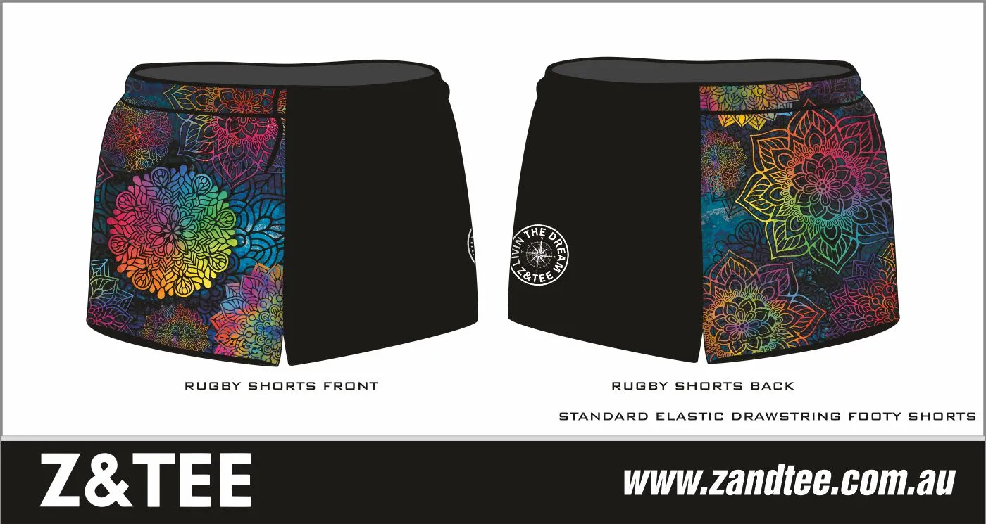 Rugby Shorts | Kaleidoscope Mandala Black ★Pre-Order★
