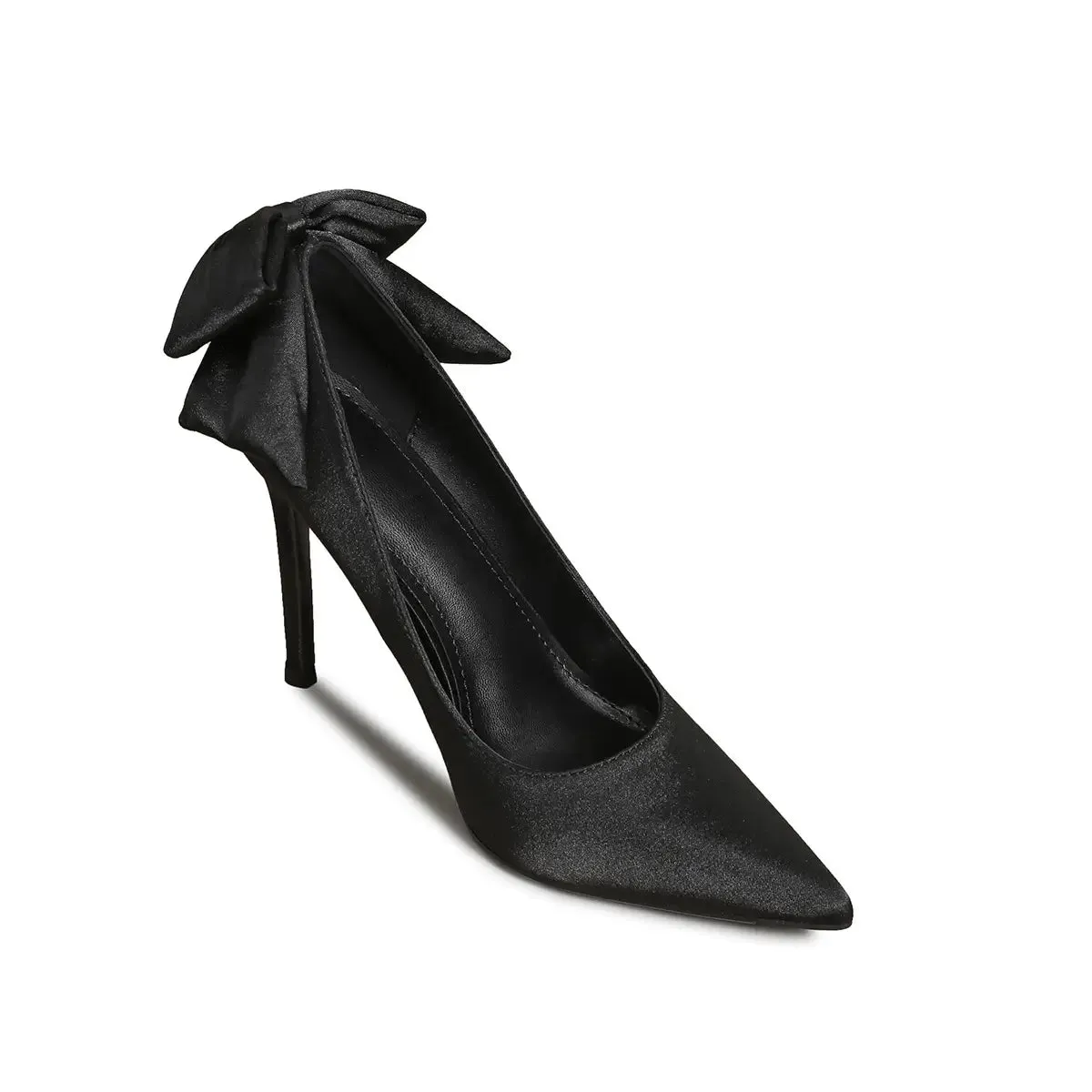 Satin Pointed Toe Pumps with Bow
