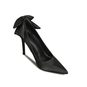 Satin Pointed Toe Pumps with Bow