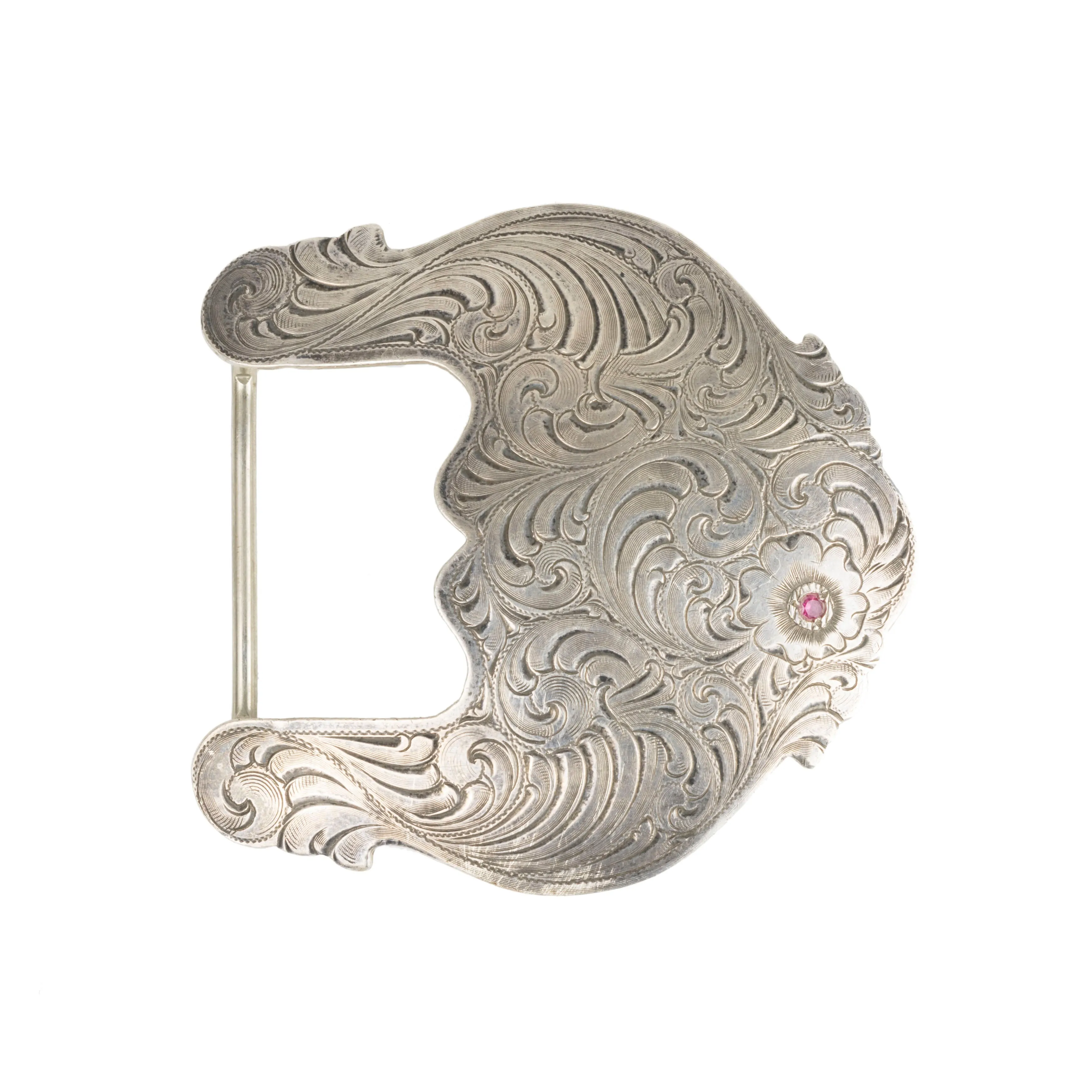 Scrollwork Belt Buckle with Ruby