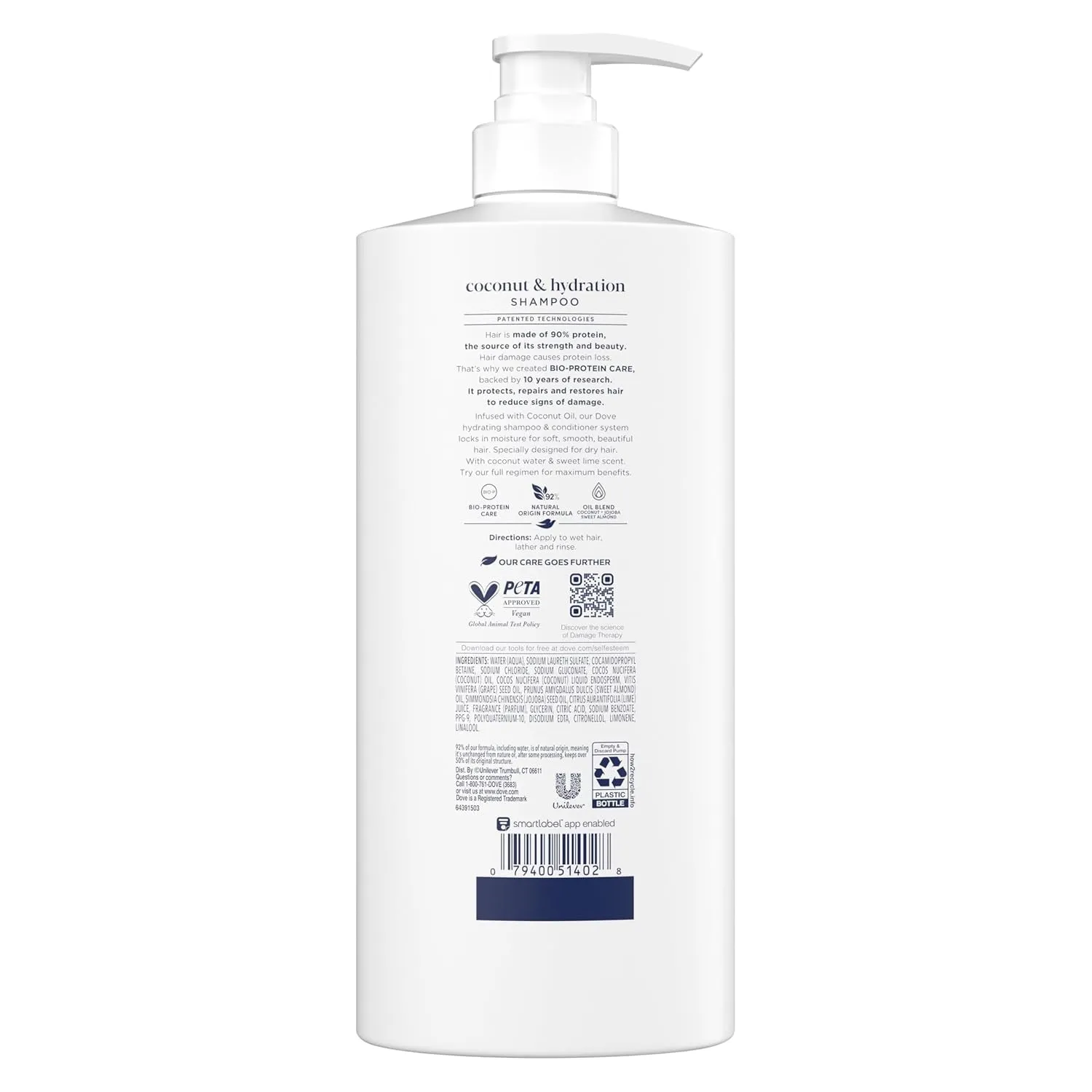Shampoo Coconut & Hydration for Dry Hair with Bio-Protein Care Technology and Coconut Oil 28 Fl Oz