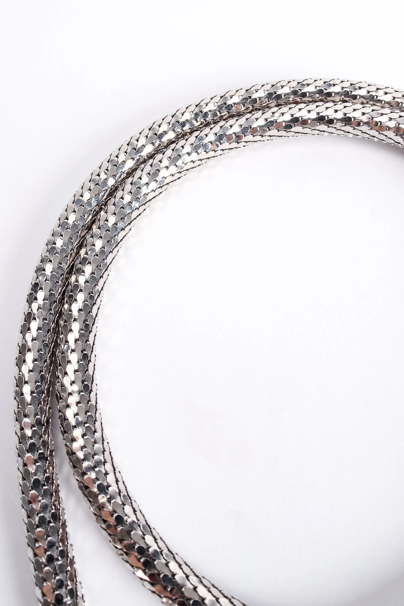Silver Metal Mesh Snake Belt Necklace