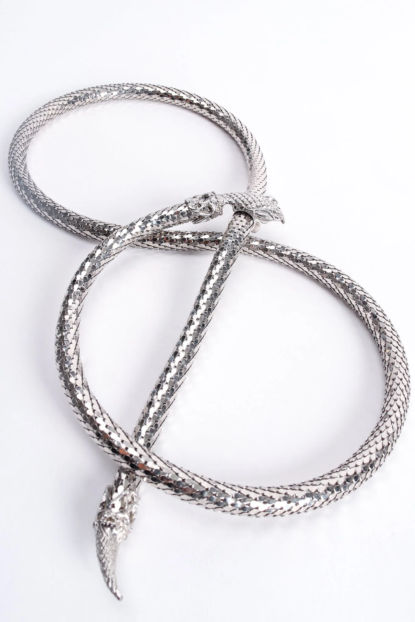 Silver Metal Mesh Snake Belt Necklace