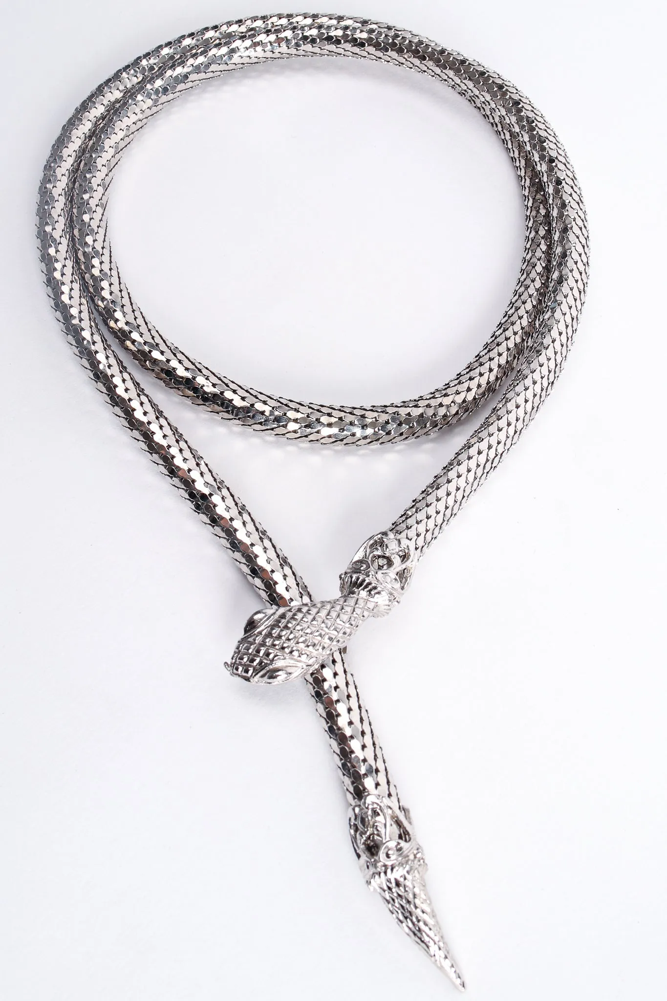 Silver Metal Mesh Snake Belt Necklace