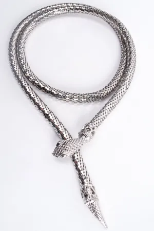 Silver Metal Mesh Snake Belt Necklace
