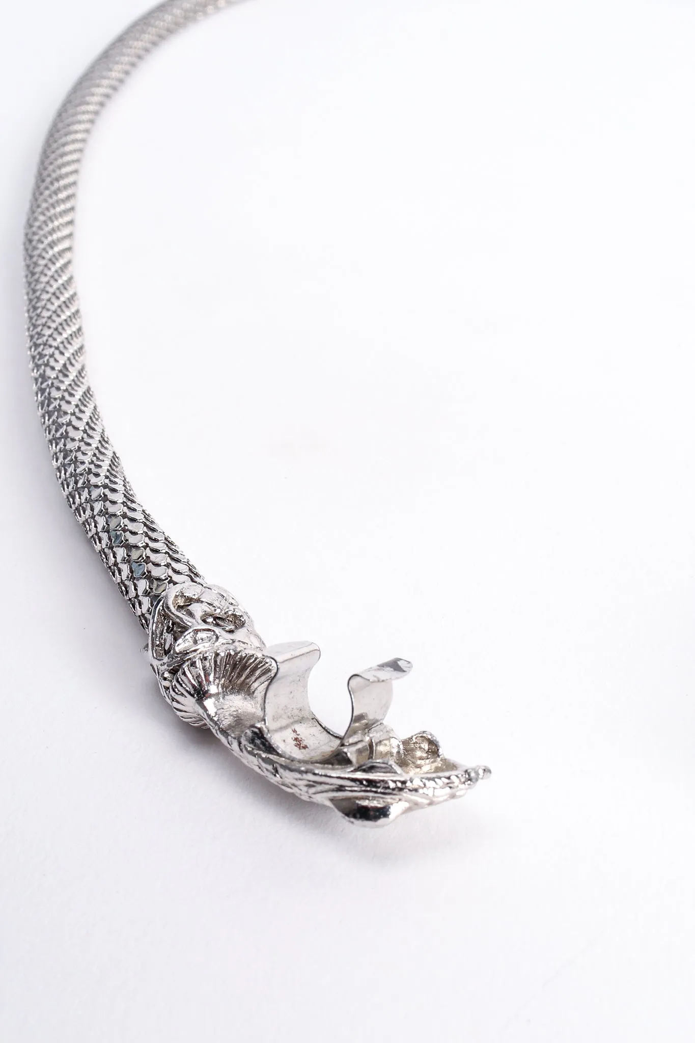 Silver Metal Mesh Snake Belt Necklace