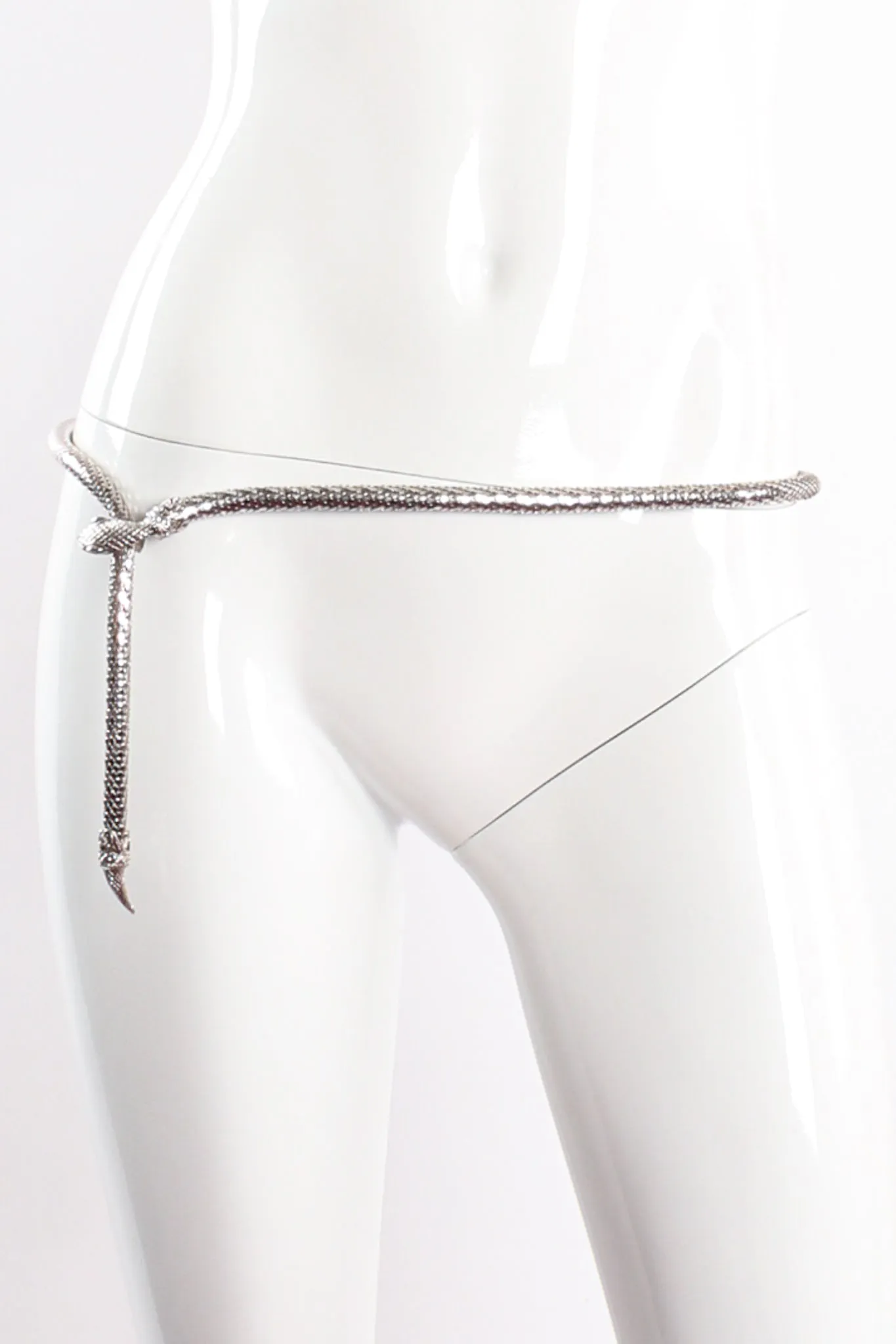 Silver Metal Mesh Snake Belt Necklace