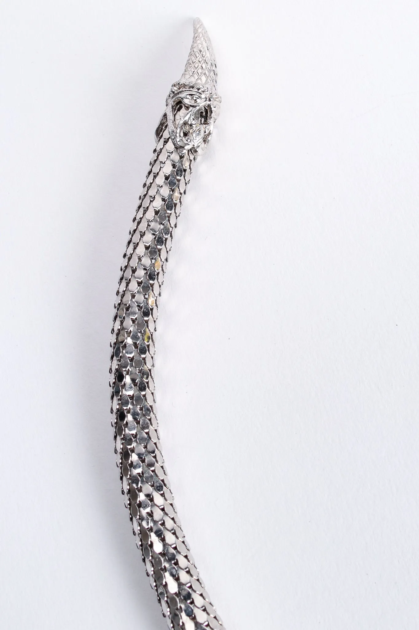Silver Metal Mesh Snake Belt Necklace