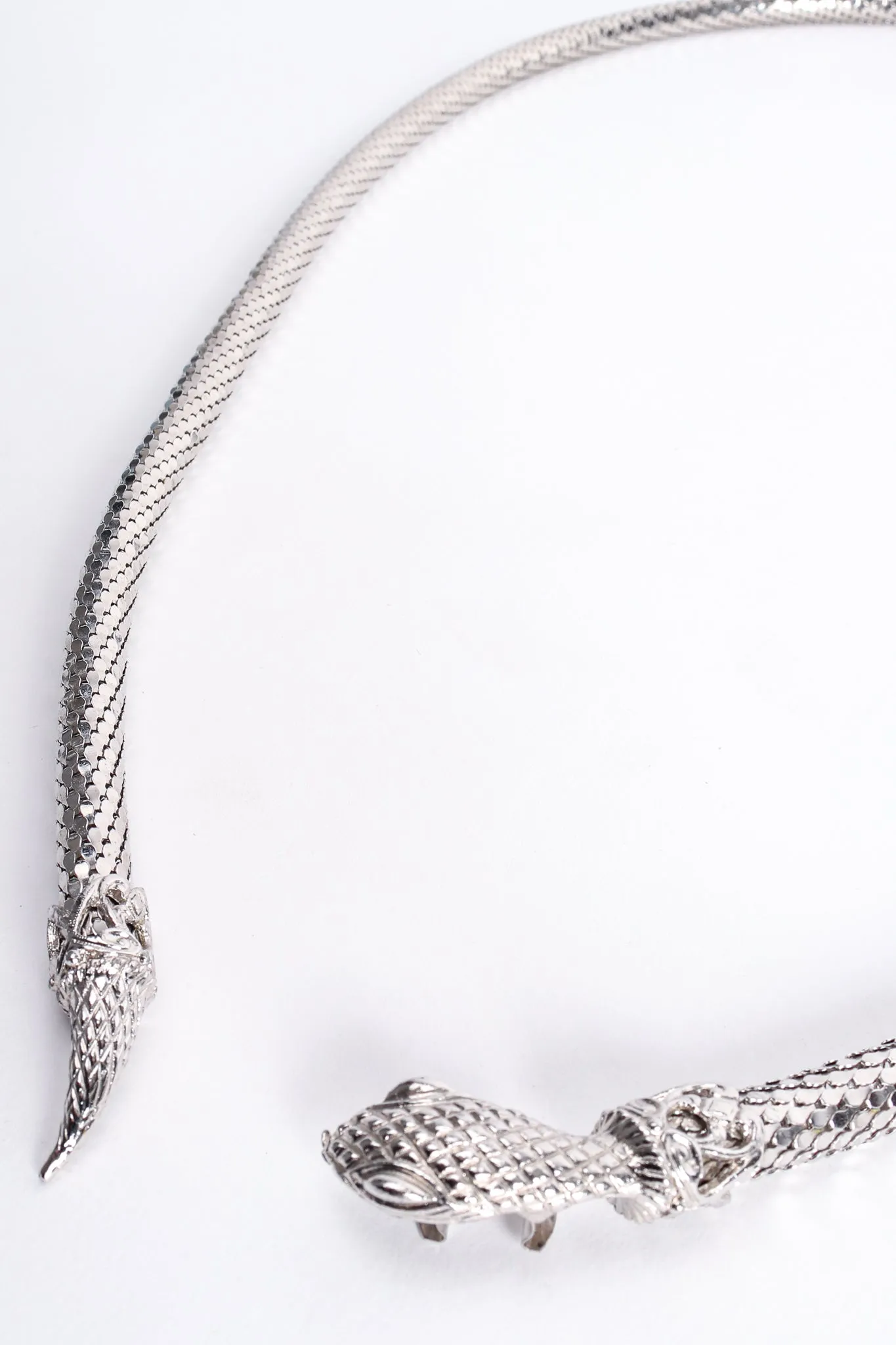 Silver Metal Mesh Snake Belt Necklace