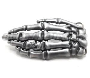 Skeleton Hand with Skull Ring Belt Buckle