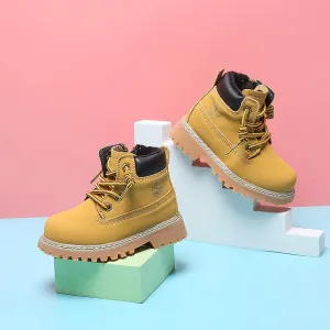Soft-soled Ankle Boys Plus Cashmere Martin Boots Toddler Leather Shoes