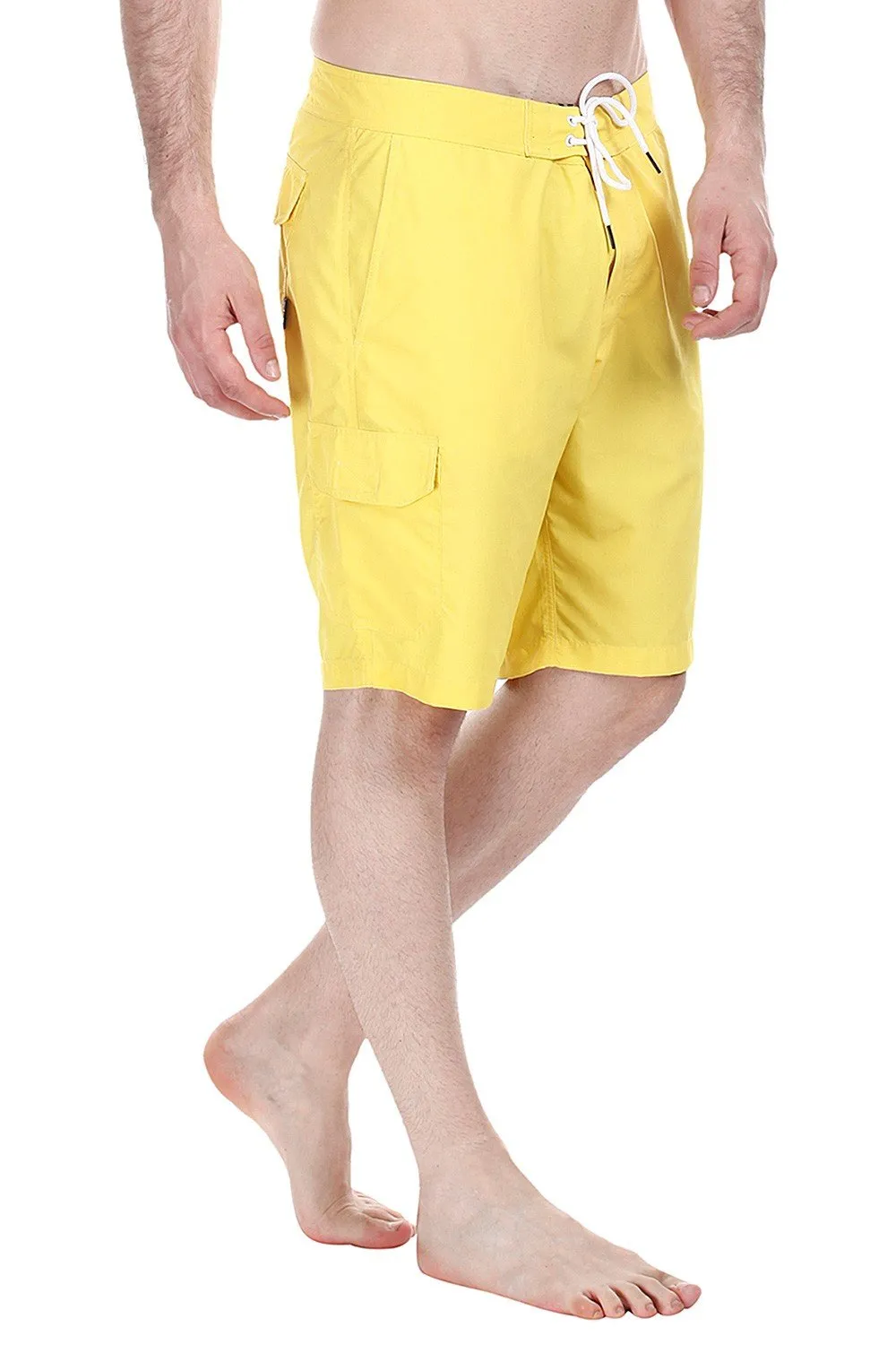 Solid Quick Dry Board Shorts With Side Pockets