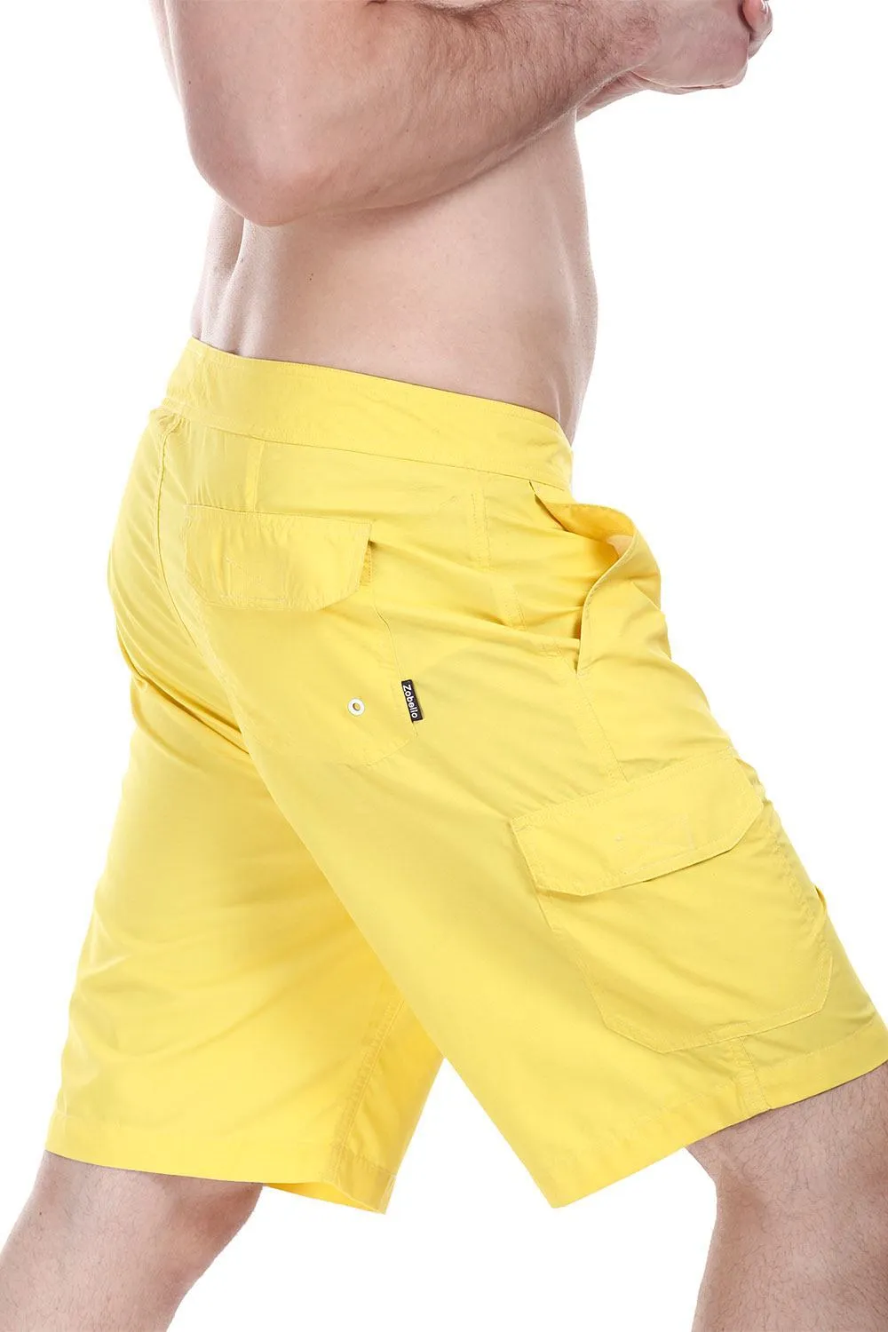 Solid Quick Dry Board Shorts With Side Pockets