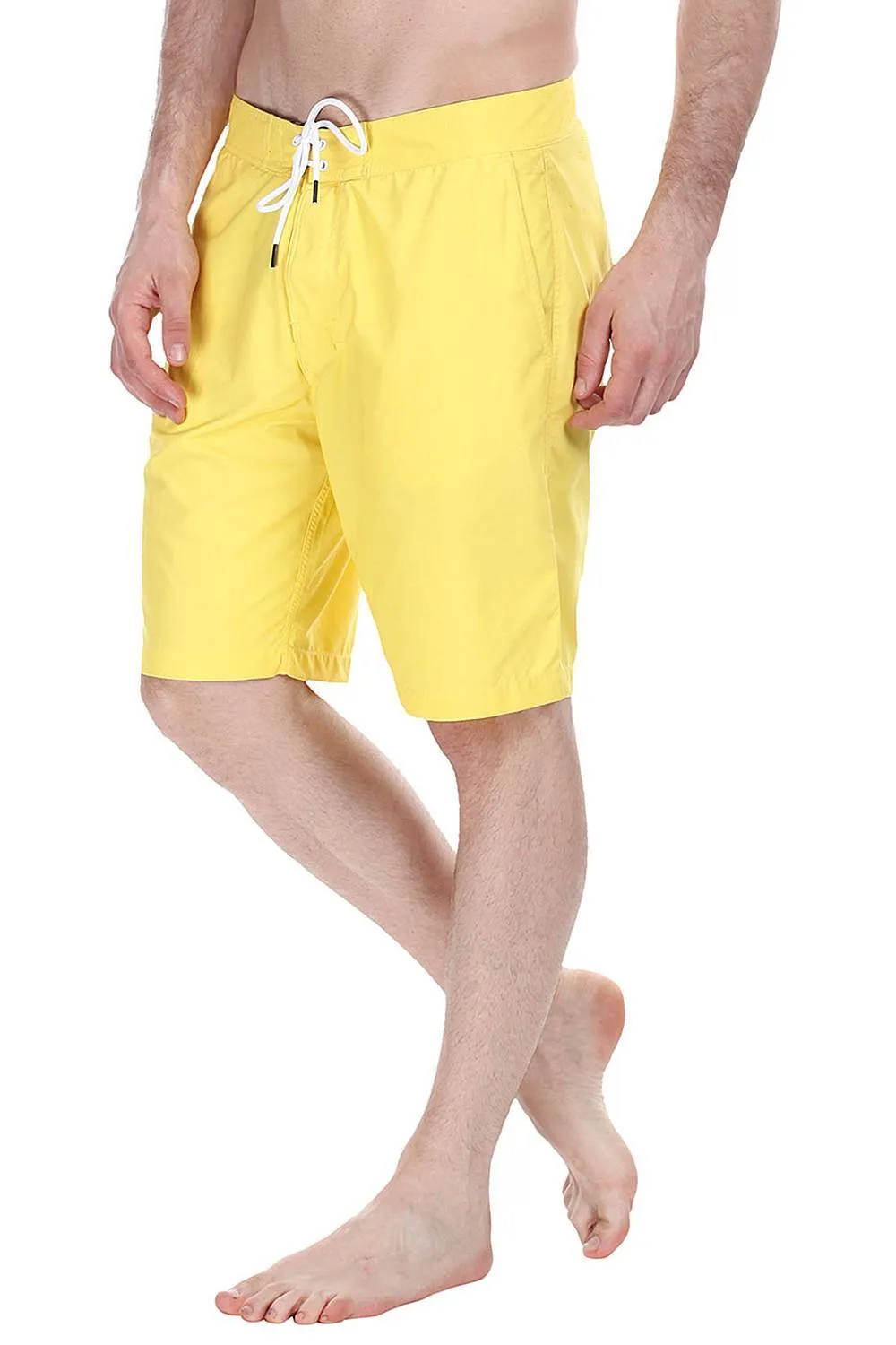 Solid Quick Dry Board Shorts With Side Pockets