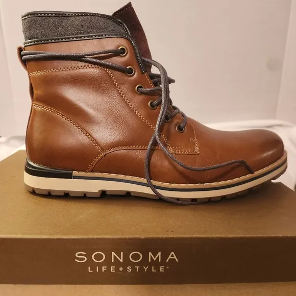 Sonoma Men's Brown Boots Size 9 Med New In Box