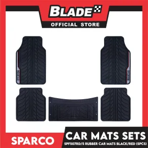 Sparco Corsa Car Mats Set of 5pcs Universal And Quick Installation SPF507RD-5 (Black with Red) Rubber And Durable