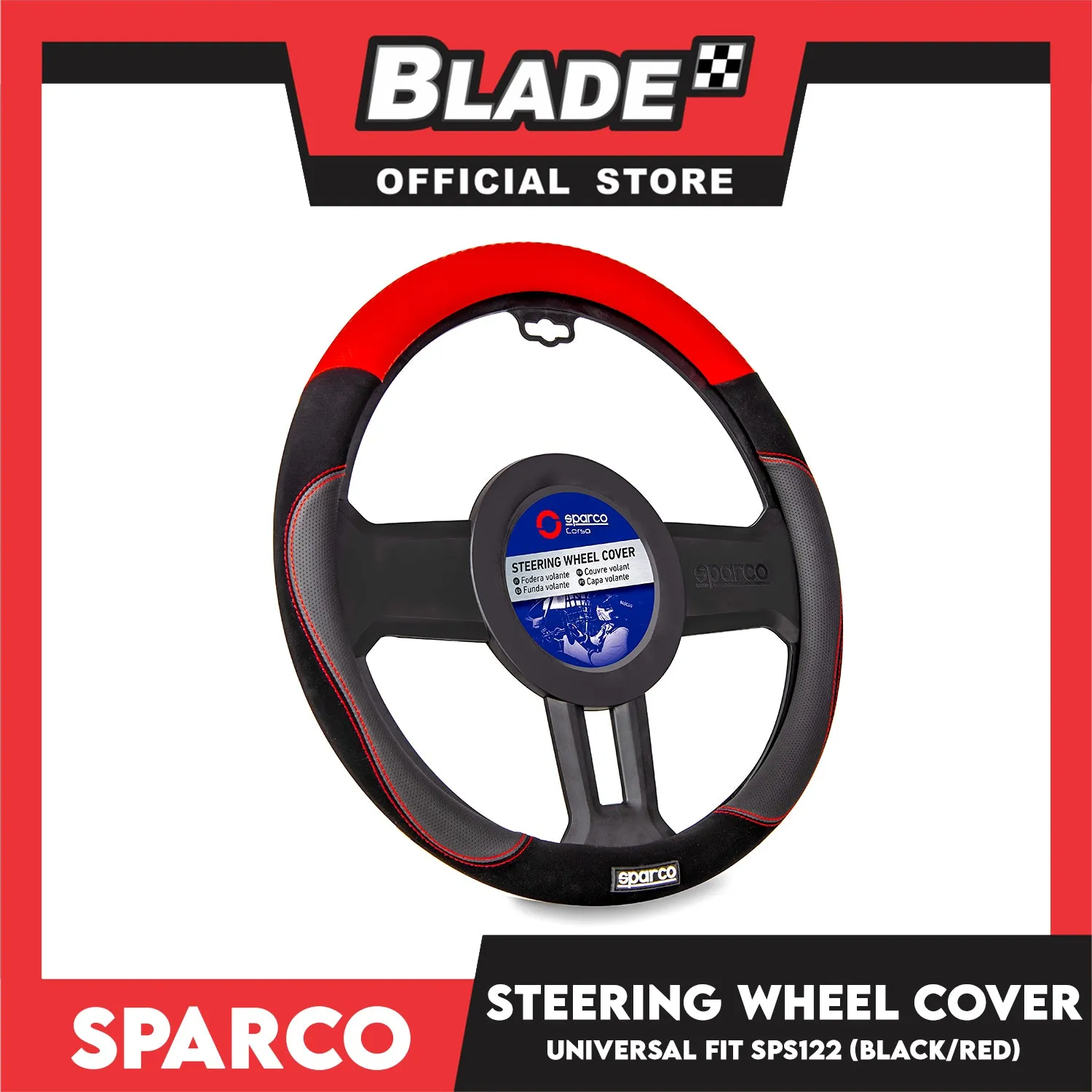 Sparco Corsa Steering Wheel Cover SPS122 (Black With Red)