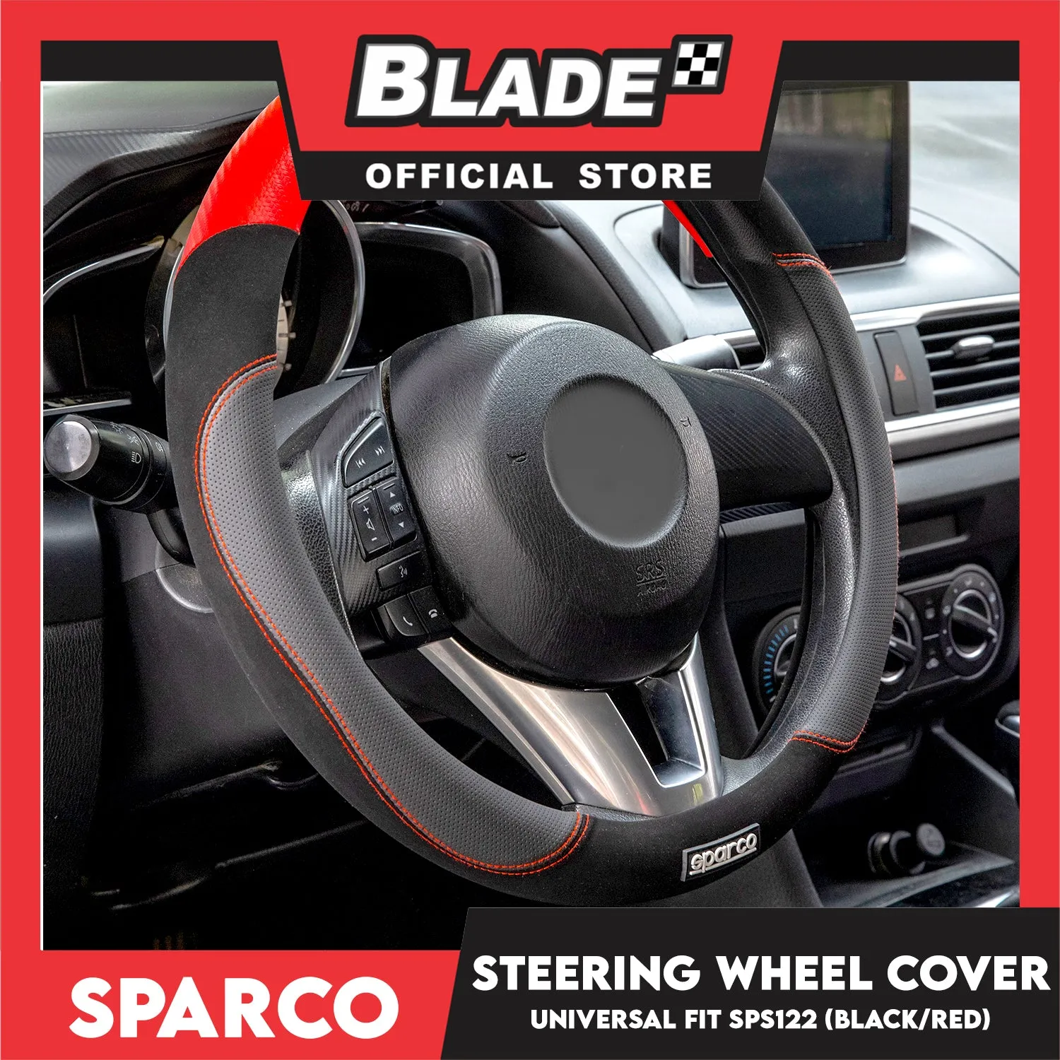 Sparco Corsa Steering Wheel Cover SPS122 (Black With Red)