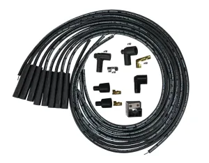 Spark Plug Wire Set - Blue Max - Spiral Core - 8 mm - Black - Straight Plug Boots - HEI / Socket Style - Cut-To-Fit - V8 - Kit