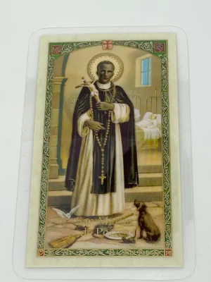 St. Martin de Porres Laminated Holy Card (Plastic Covered)