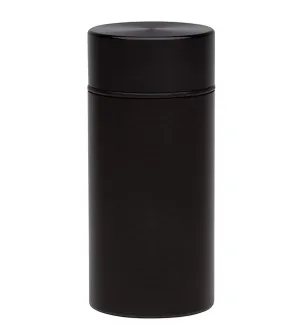 Stash Jar - Airtight Smell Proof Durable Multi-Use Portable Metal Herb Jar Container. Waterproof Aluminum Screw-top Lid Lock Odor. Beautiful Discreet Design Store Herbs Tobacco Spices Securely -Black