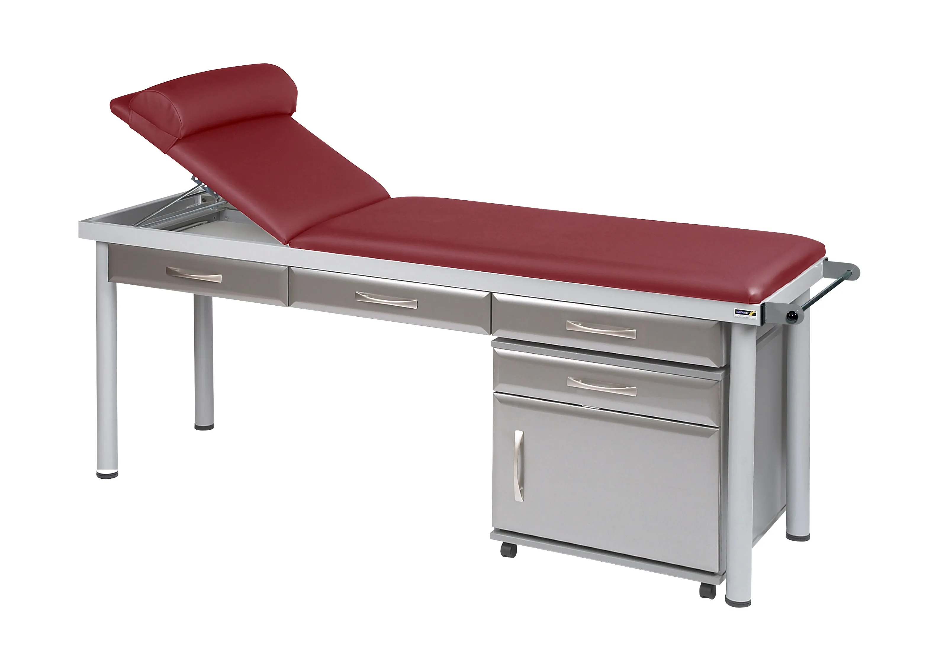 Sunflower - Practitioner Deluxe Examination Couch in Titanium Cabinet Finish, various vinyl colours