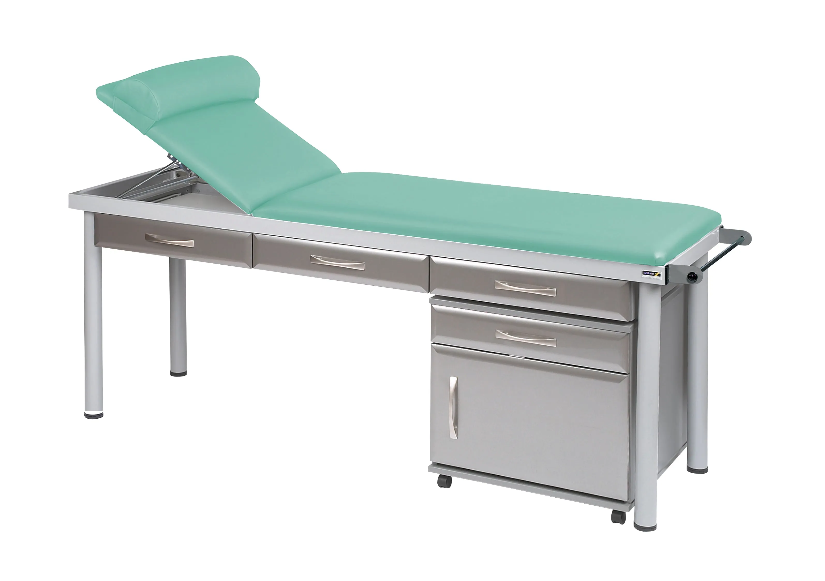 Sunflower - Practitioner Deluxe Examination Couch in Titanium Cabinet Finish, various vinyl colours
