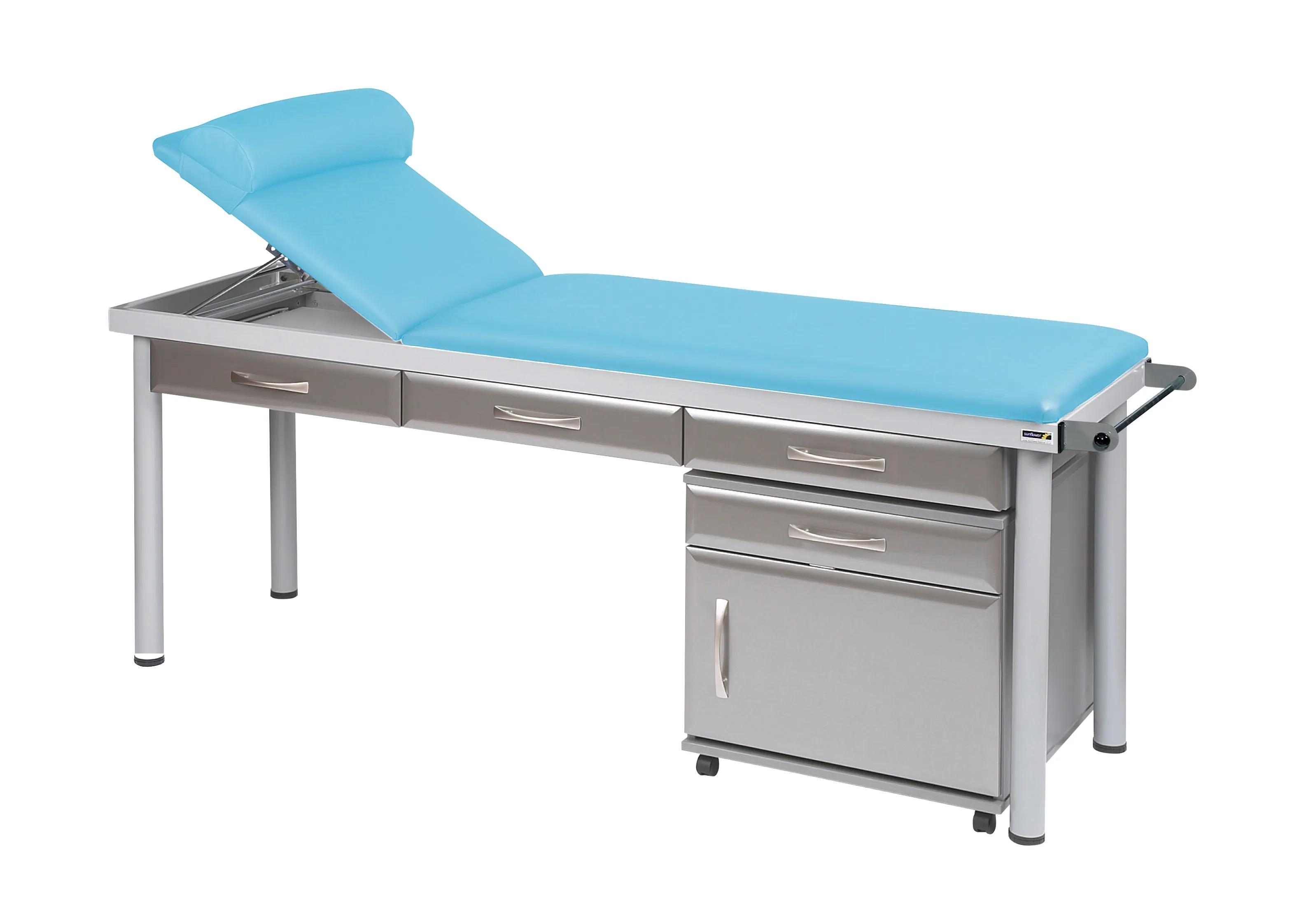 Sunflower - Practitioner Deluxe Examination Couch in Titanium Cabinet Finish, various vinyl colours