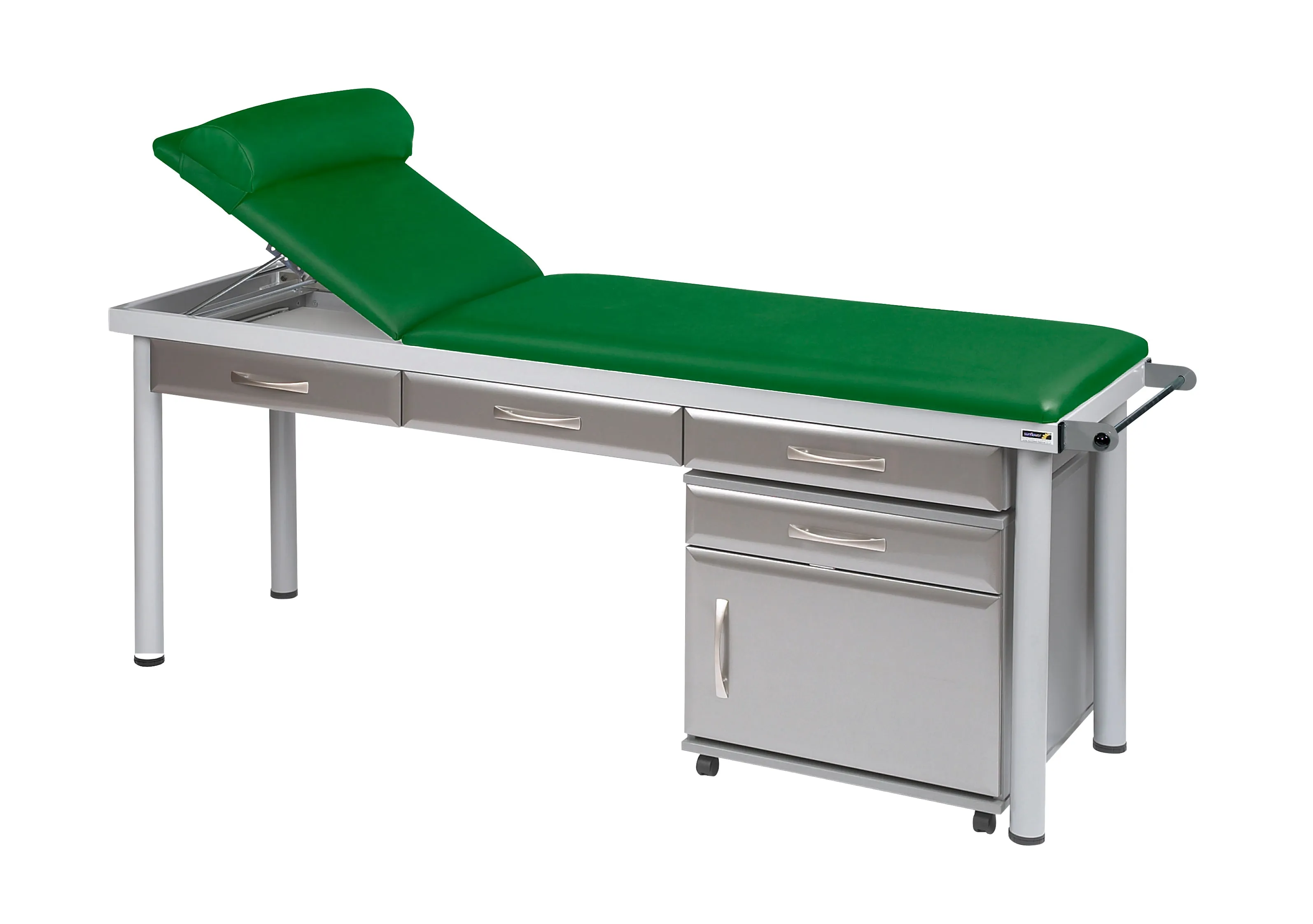 Sunflower - Practitioner Deluxe Examination Couch in Titanium Cabinet Finish, various vinyl colours