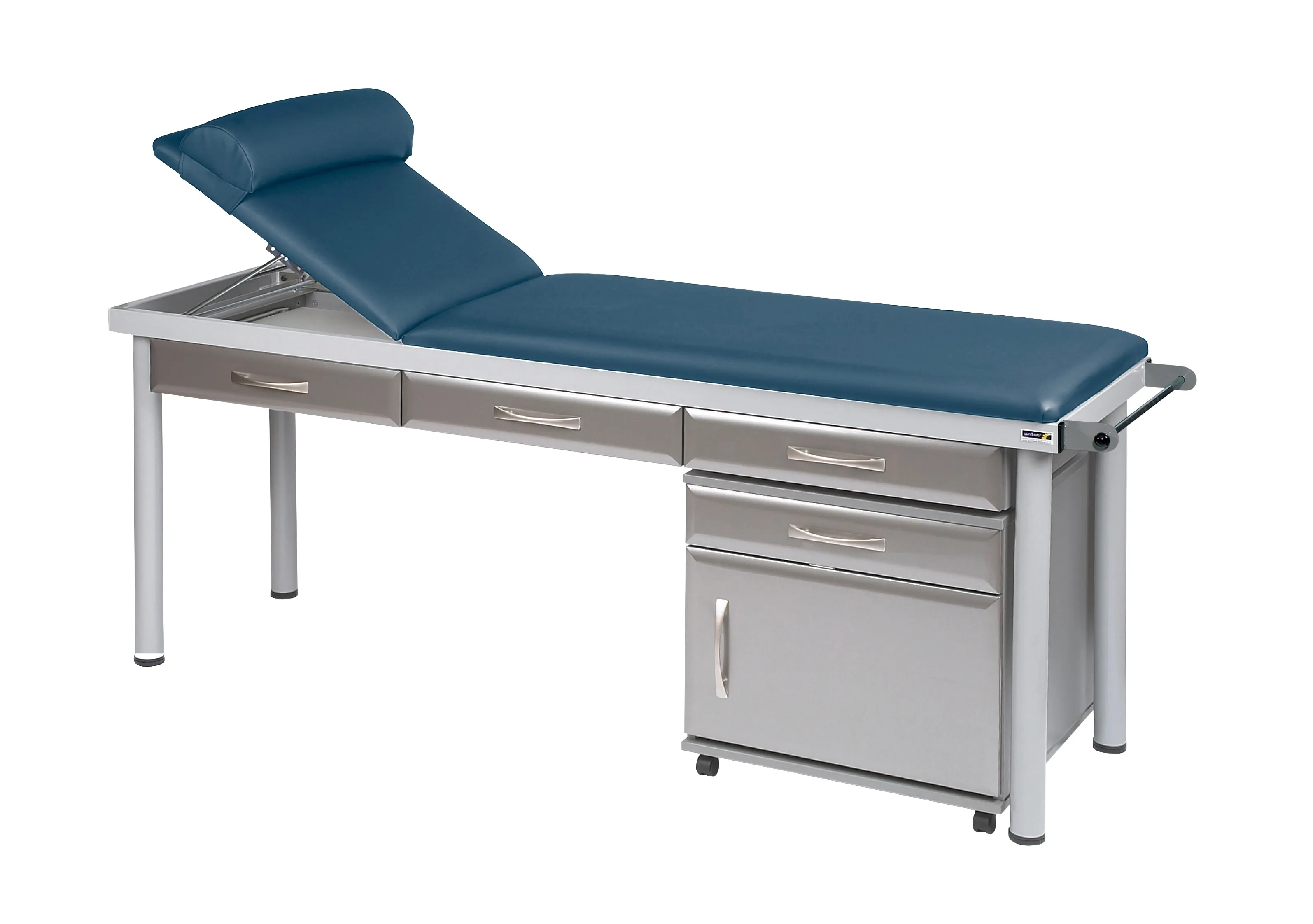 Sunflower - Practitioner Deluxe Examination Couch in Titanium Cabinet Finish, various vinyl colours